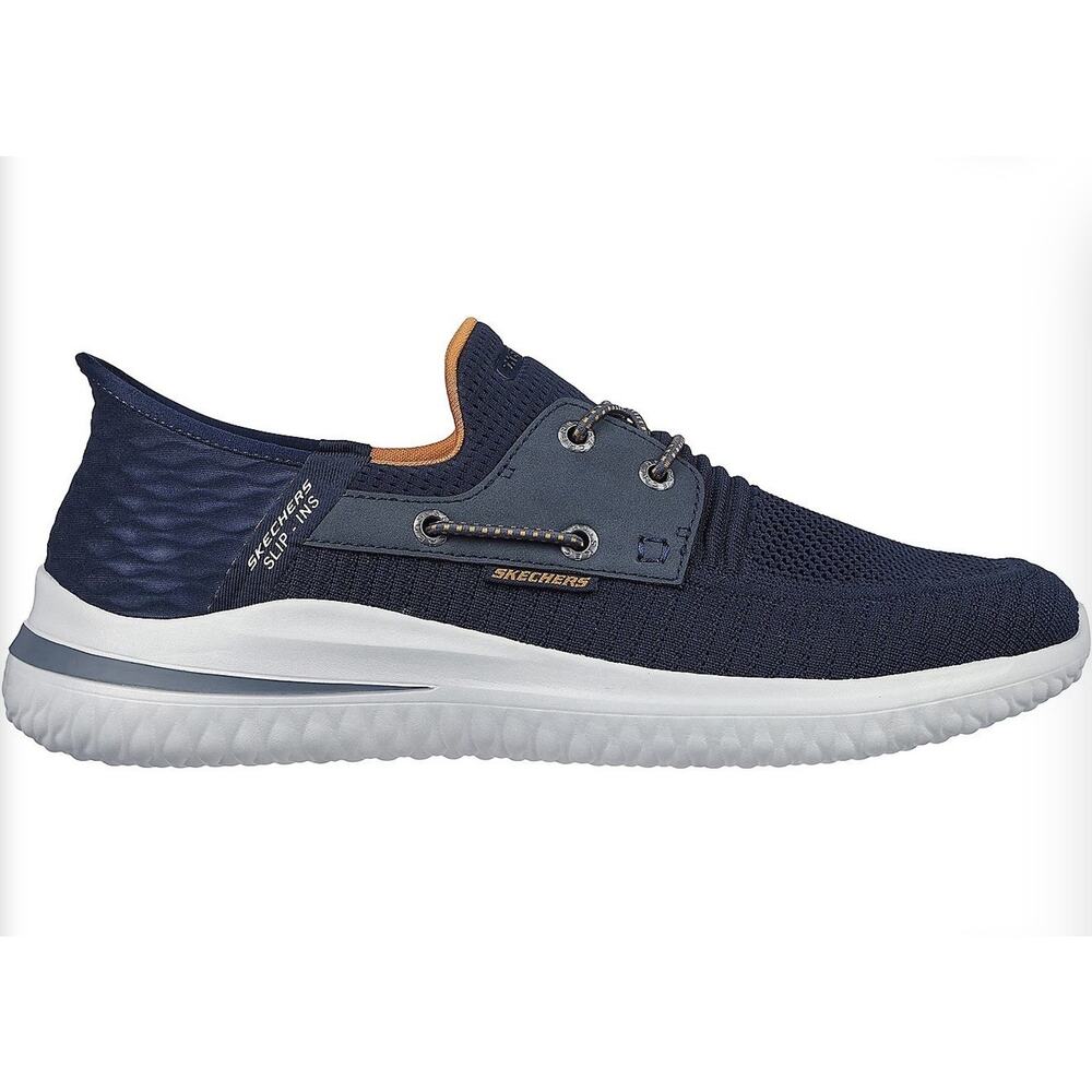 Skechers Delson 3.0 Roth Slip Ins Mens 10 Navy Hands Free Casual Boat Shoes NWT - Picture 4 of 5